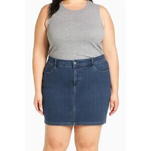 NWOT Charter Club Women’s Dark Lyon Wash Denim Jean Skirt – Size 16